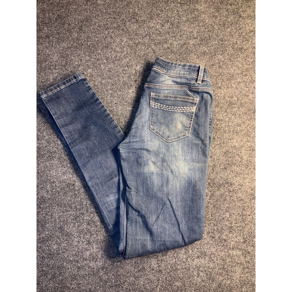 Culture‎ Jeans Women's Size 7 Blue Denim Wiskered Skinny Leg 5 Pockets Design